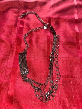 Gunmetal Black Multi-Chain Statement Necklace - Unbranded